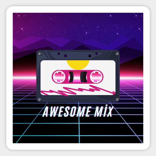 Awesome Mix Cassette Tape Sticker by waltzart